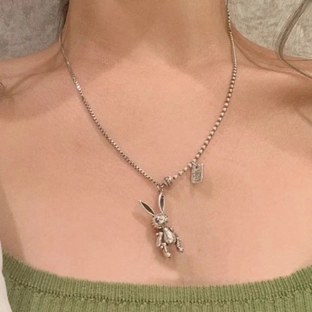 *NEW 925 Sterling Silver Vintage Rabbit Necklace